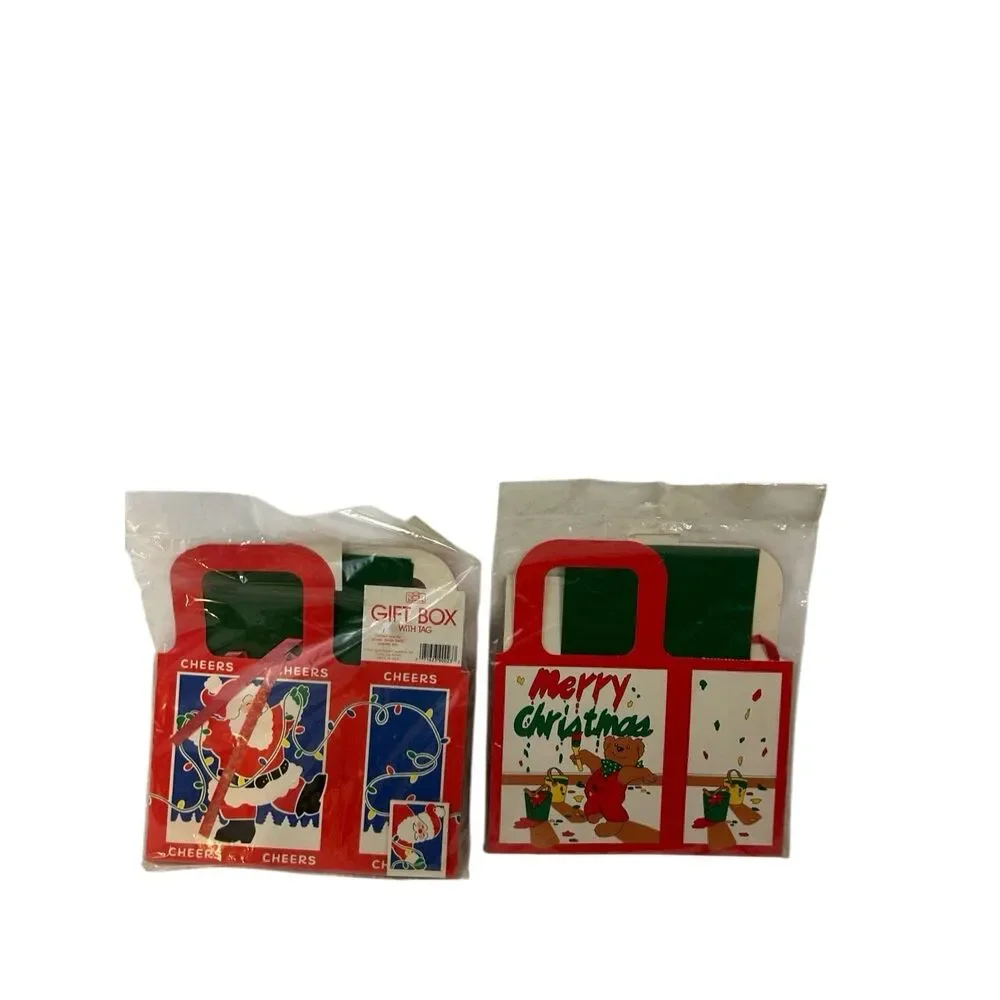 2‎ Vintage Jeanmarie Creations Ink Christmas gift boxes new USA 1988 Bear/Santa